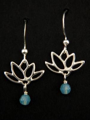 Lotus Blooms Earrings in Pacific Opal-handmade sterling silver lotus blooms earrings in pacific opal 