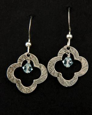 Clover Earrings w/ Lt. Azure-Sterling silver Clover Earring w/ Lt. Azure crystal
