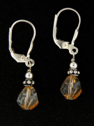 Helix Simple Earrings GSH-Wholesale handmade sterling silver earrings with Helix Swarovski crystal in golden shadow color