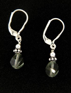 Helix Simple Earrings BLD-Wholesale handmade sterling silver earrings with Helix Swarovski crystal in black diamond color