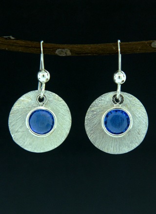 Silver Reflection Earrings in Blue Sapphire