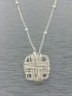 Square Mesh Necklace-Silver square necklace