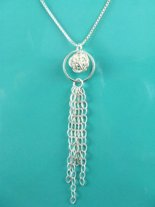 Mesh Round Necklace w/ Tassel-wire mesh necklace, wholesale necklace, handmade necklace, box chain