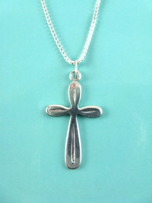 Silver Cross Necklace-Sterling silver cross necklace