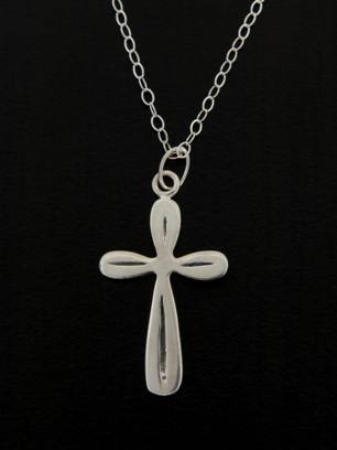 Silver Cross Necklace-Sterling silver cross necklace