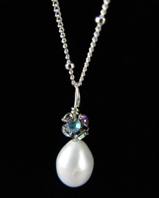 Pearl Pave White-pearl necklace, sterling silver, bridal necklace