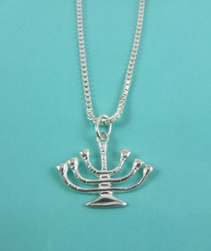 Jewish Menorah Necklace-Jewish sterling silver necklaces,Menorah necklace