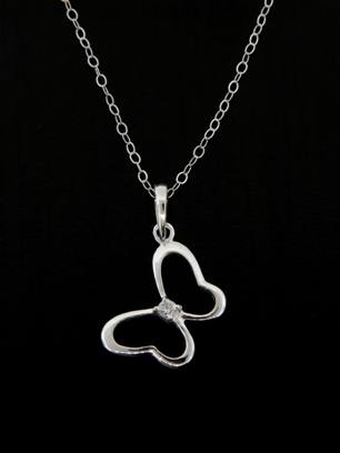 Butterfly W/ CZ Necklace-Butterfly necklace w/ CZ