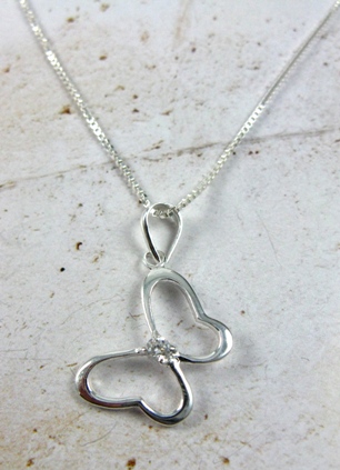 Butterfly W/ CZ Necklace-Butterfly necklace w/ CZ