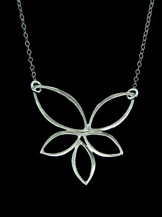 Large Silver Lotus Flower Necklace