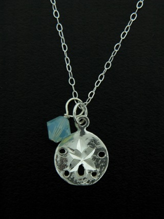 Silver Sand Dollar Necklace w/ Crystal