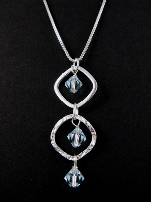 Diamond Hammered Azure Necklace-Sterling silver jewelry