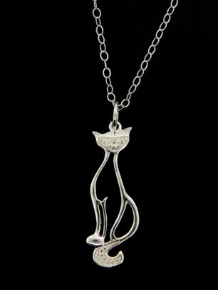 Cat Necklace-Steling Silver Cat Necklace