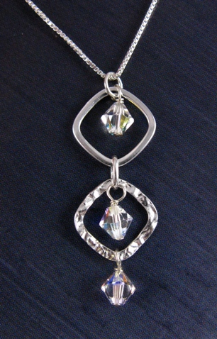 Diamond Hammered Necklace Clear AB-Diamond Hammered Necklace Clear AB