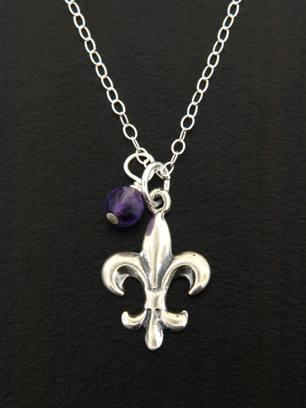 Fleur De Lis Necklace w/ Amethyst