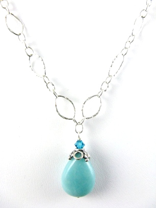 Amazonite Pear Drop Necklace-Amazonite sterling silver necklace