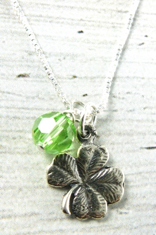 Lucky Clover Charm Necklace-Clover Shamrock charm necklace