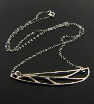 Dragonfly Wing Necklace-Sterling Silver Dragonfly Wing Necklace