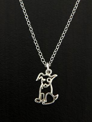 Silver Fido Dog-Sterling silver fido dog necklace