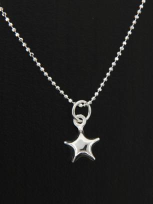Tiny Star Necklace-Sterling silver puffy star necklace