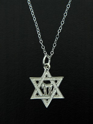 Silver Jewish Star of David Chai Necklace