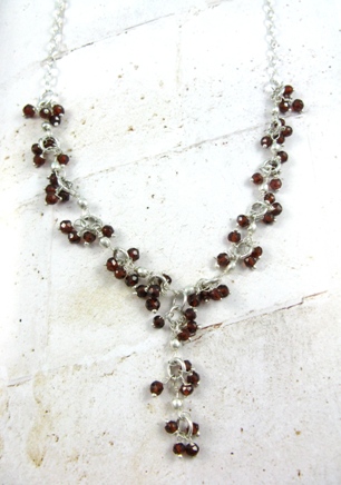 Garnet Cascade Necklace-wholesale garnet cascading necklace