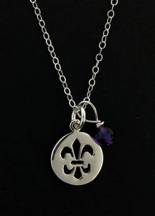 Fleur De Lis Cutout Necklace w/ Amethyst