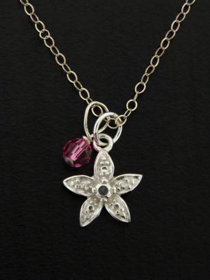 Five Petal Flower Necklace-sterling silver five petal flower necklace with swarovski crystal