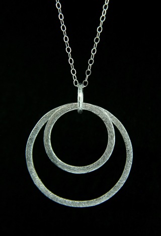 Brushed Silver Double Circle Necklace
