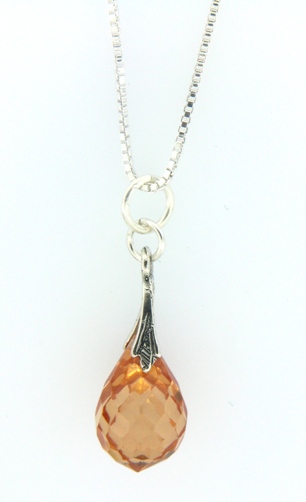 CZ Champagne Drop Necklace-CZ necklace
