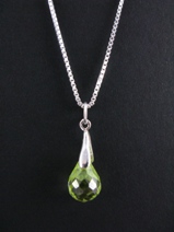 CZ Peridot Drop Necklace-
