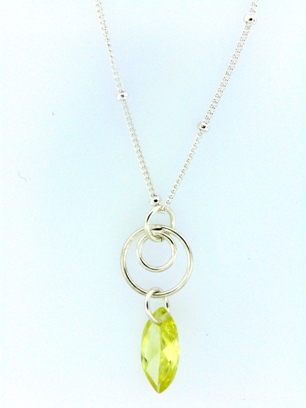 Swirly CZ Peridot-CZ peridot necklaces