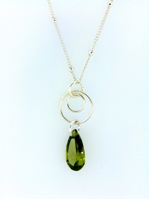Swirly CZ Olivine-CZ necklaces