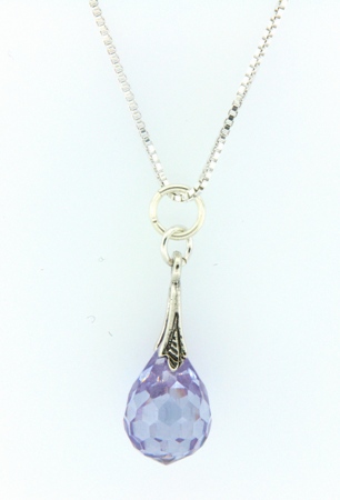 CZ Tanzanite Drop Necklace-CZ tanzanite necklace