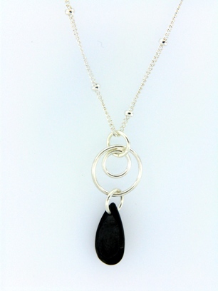 Swirly CZ Jet Black Necklace