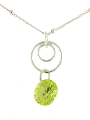 CZ Swirly Round in Peridot-CZ Peridot necklace