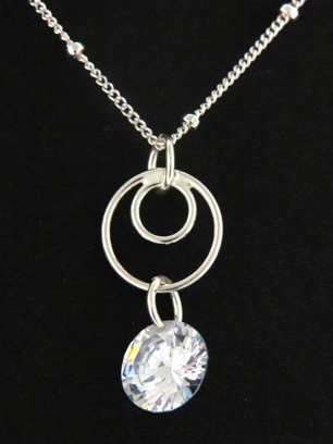 CZ Swirly Round in Clear-CZ clear necklace