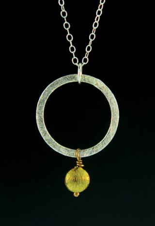 Two-Tone Round Disk Necklace - Gold/Silver
