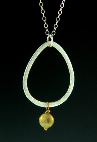 Two-Tone Teardrop Disk Necklace Gold/Silver