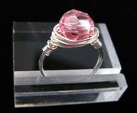 Rose Ring-swarovski crystal rings, sterling silver rings, wire rings, beaded rings, rose ring