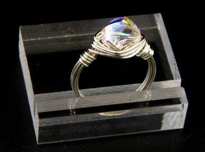 Helix Ring in Clear AB-Wholesale handmade sterling silver wire-wrapped crystal rings