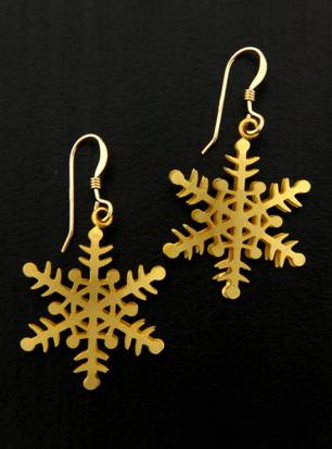 Gold Matte Snowflakes Earrings-Gold Matte Snowflakes Earrings