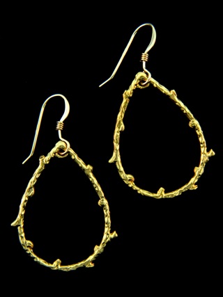 Gold Pear Vine Earrings