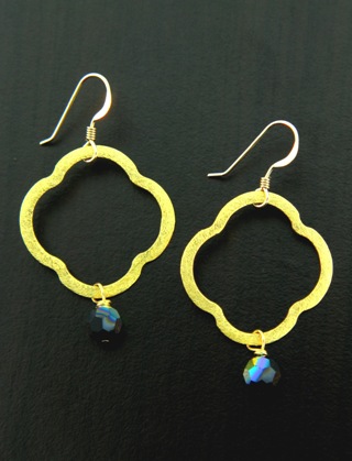 Moroccan Gold Vermeil Jet Black Earrings