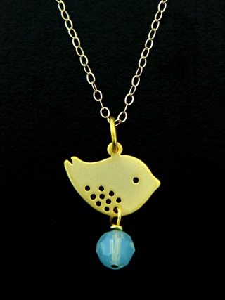 Gold Spotted Bird Pacific Opal Necklace