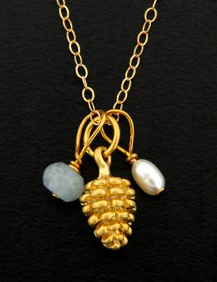 Gold Pine Cone Necklace