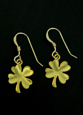 Gold Lucky Clover Earrings