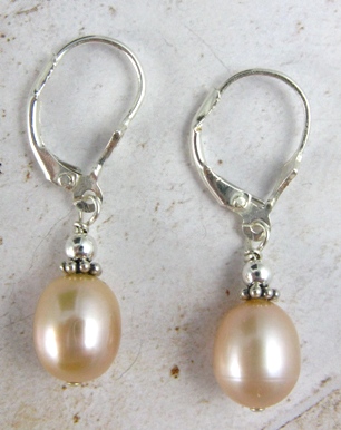 Simple Pearl Earrings-pearl earrings, sterling silver earrings