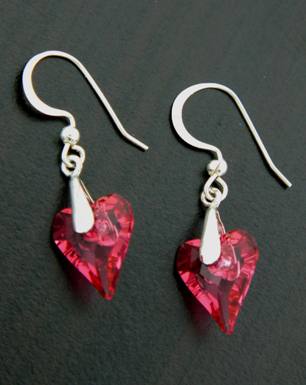 Wild Heart Earrings in Indian Pink-Wild Heart Swarovski Crystal Earrings in Indian Pink color