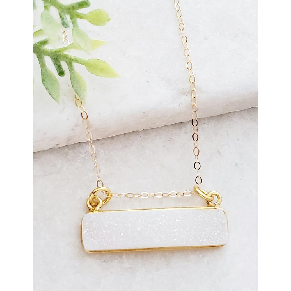 Sosie Designs Wholesale Handmade Gold Druzy Bar Sideways Necklace